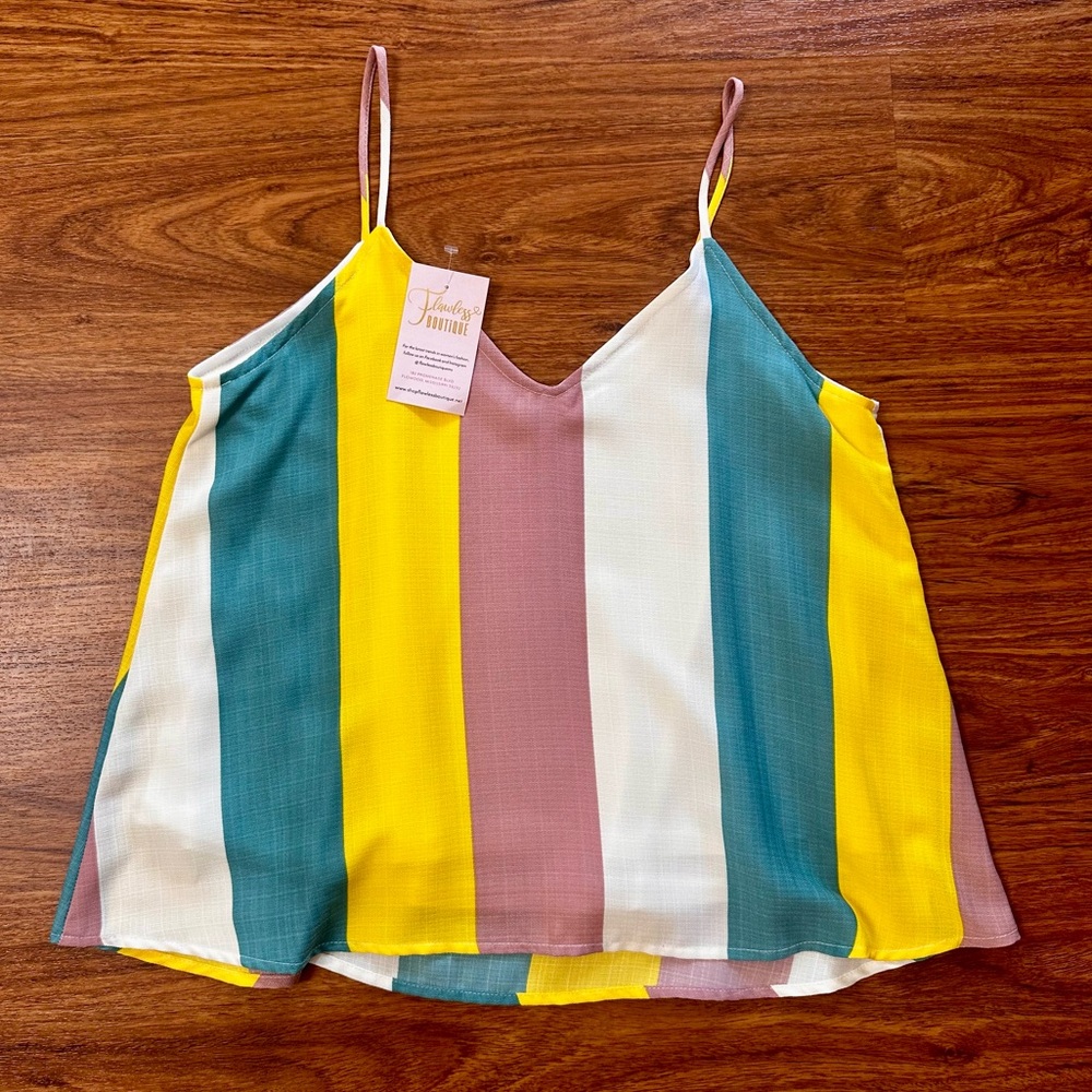 Caramela NWT Colorful Striped Lined Camisole - Picture 3 of 4